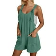 thumbnail image 1 of Combinaisons pour Femmes Été Décontracté Combinaison Short Bretelle Ajustable Salopette Jambe Grand Combishort Short avec Poches, 1 of 5