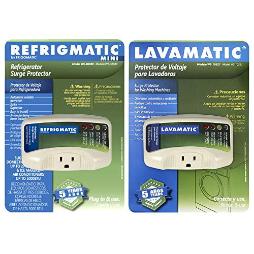 Two Electronic Surge Protector Combo Refrigmatic for Refrigerators and Lavamatic for Washing Machines 