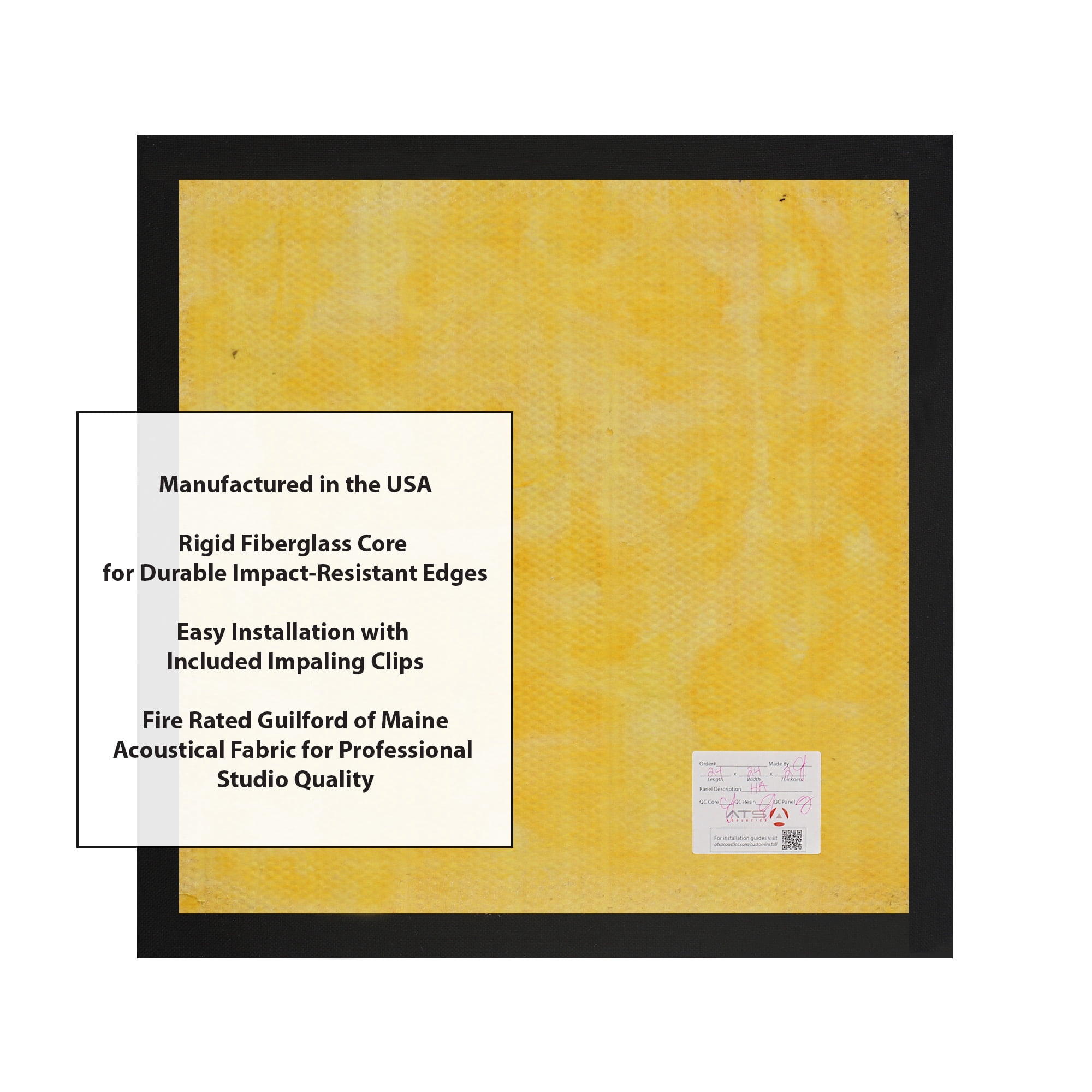 ATS Acoustics Hardened Edge Fire Rated Professional Studio Quality Acoustic Panel 24x24x2