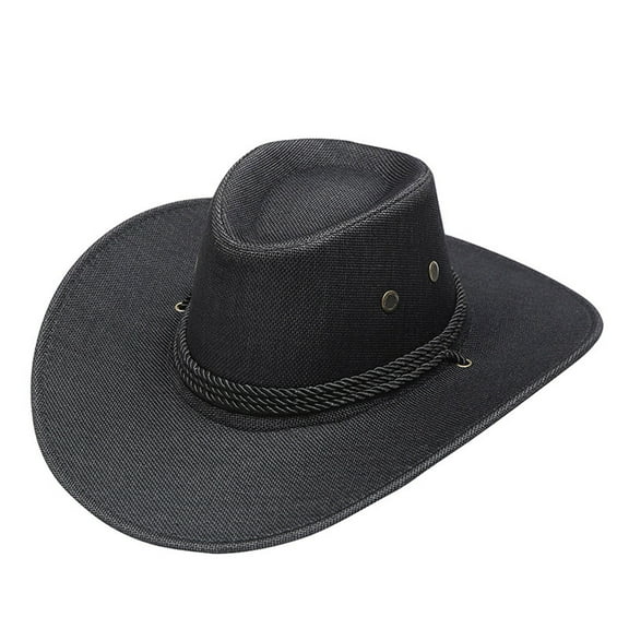 yunLCZ Straw Cowboy Hat for Men Womens Women's Straw Cowboy Hat Cowgirl Woven Sun Hat Western Cowboy Hat polyester Black One Size