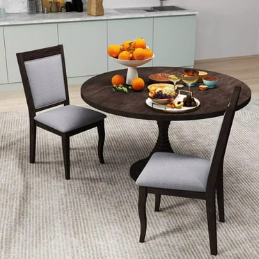 Auranook Wood Dining Chairs Set of 2, Farmhouse Upholstered Kitchen Side Chairs w/ Rubber Wood Frame, Padded Seat, High Backrest, Armless Accent Diner Chairs
