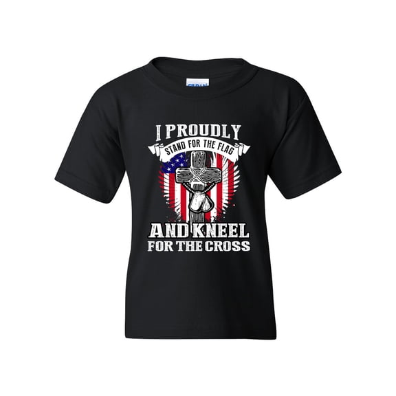 I Proudly Stand For The Flag And Kneel For The Cross DT Youth Kids T-Shirt Tee