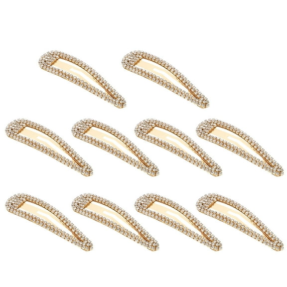 GAXIRE Set of 10 Decorative Snap Hair Pins for Women and Girls, Stylish Golden Hair Accessories