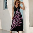 thumbnail image 6 of Sakura watercolor on black background Sleeveless Dress summer dress Women's evening dress, 6 of 6