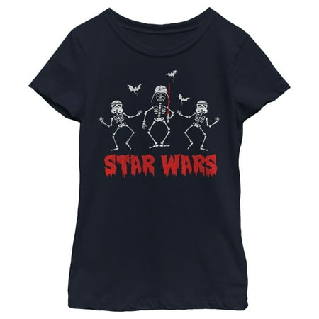 Girl s Star Wars Halloween Vader Skeletons Graphic Tee Navy Blue X Large