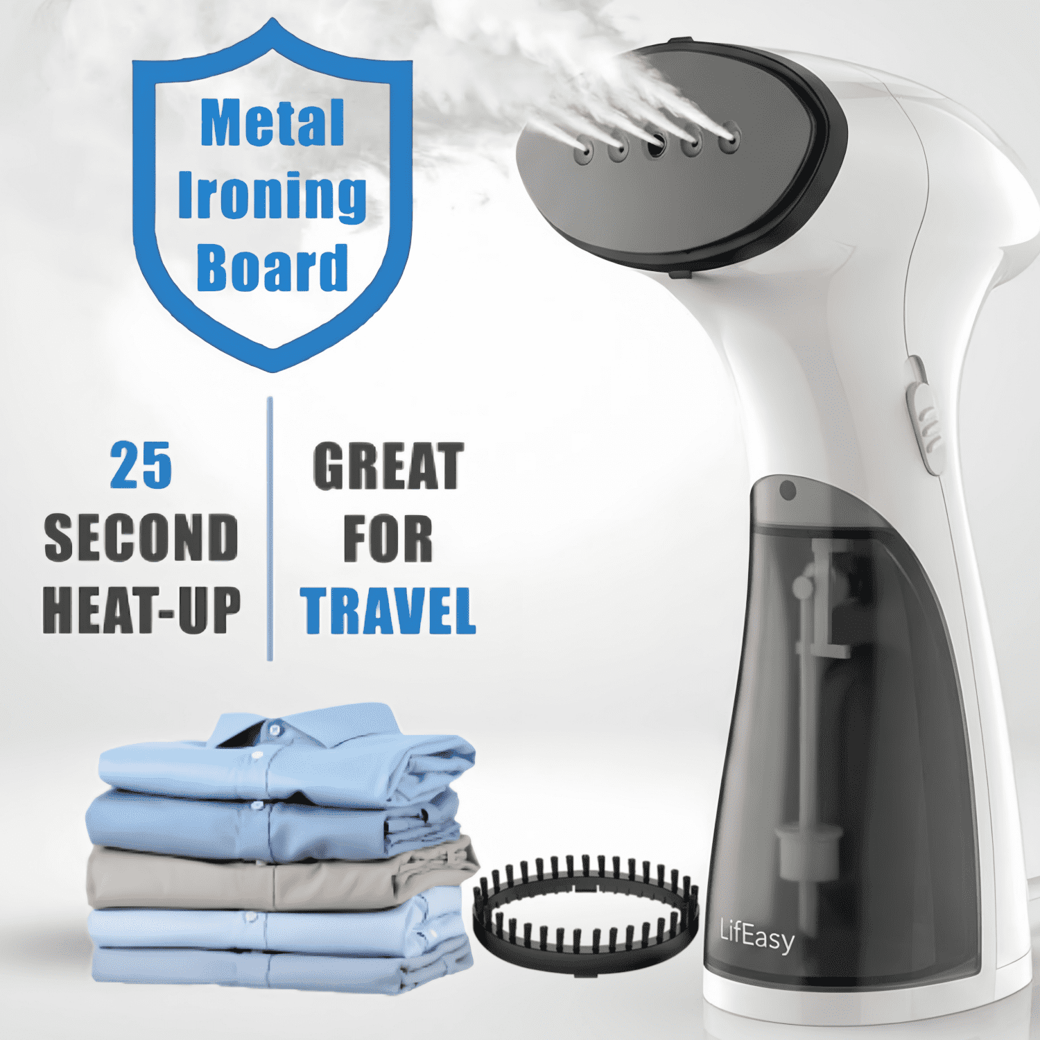 LifEasy Handheld Garment Steamer, 800W Portable Steamer for Clothes, Travel Iron 10-Second Heat-up Dual Mode, 5.1 fl oz Tank Anti-Leak for Home Travel