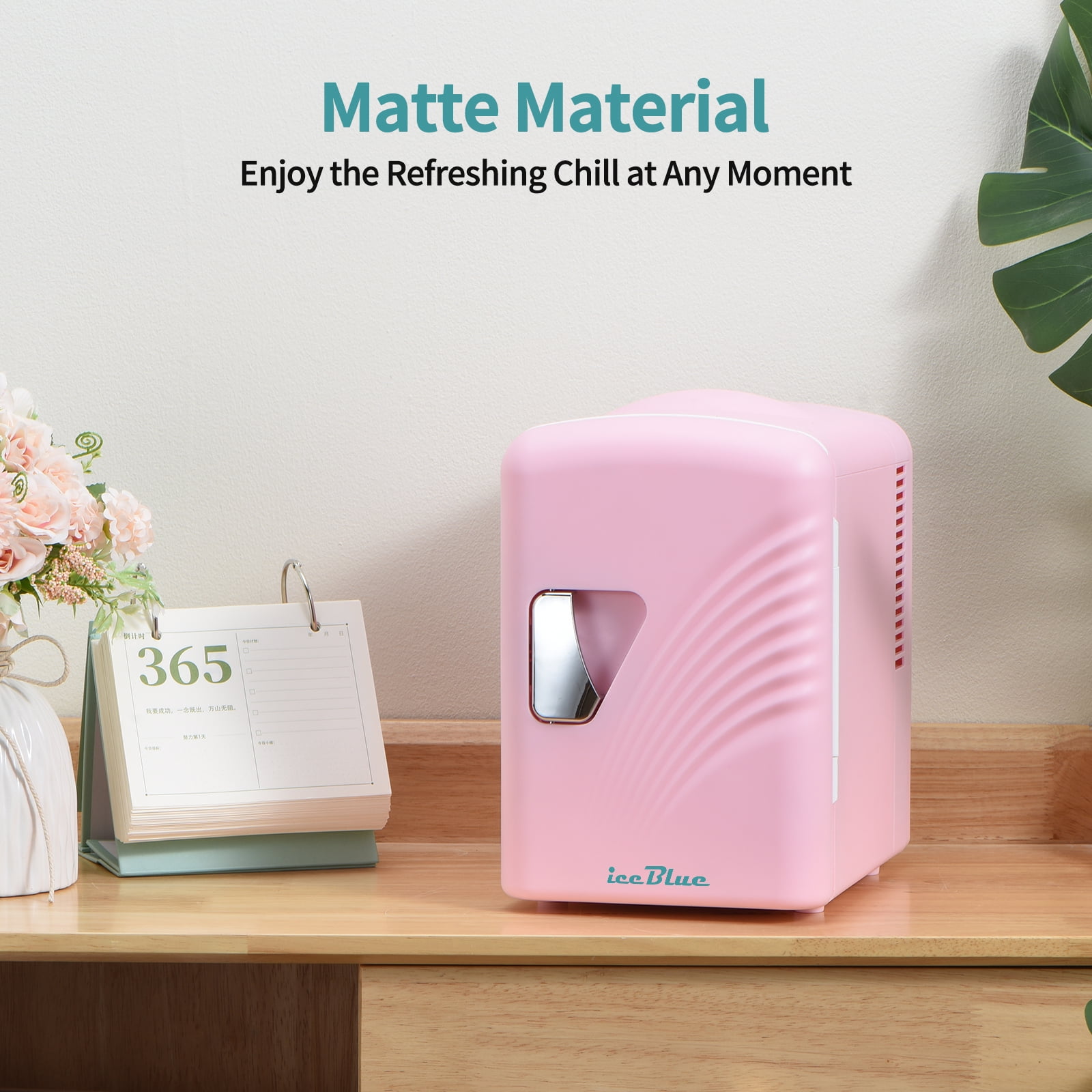 Iceblue Personal Mini Fridge, New Pink Beverage Cooler for Home and Car