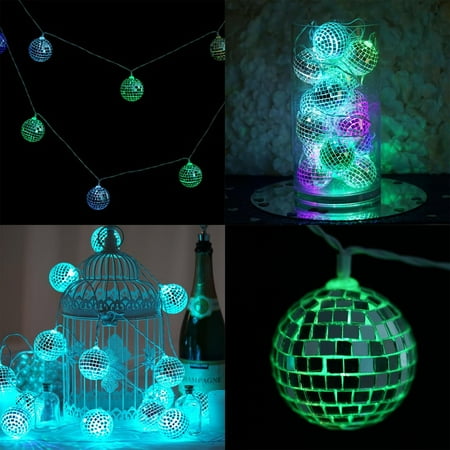 BalsaCircle Assorted Lights 2  LED Lights Disco Mirror Balls 6 feet Garland Wedding Party Windows