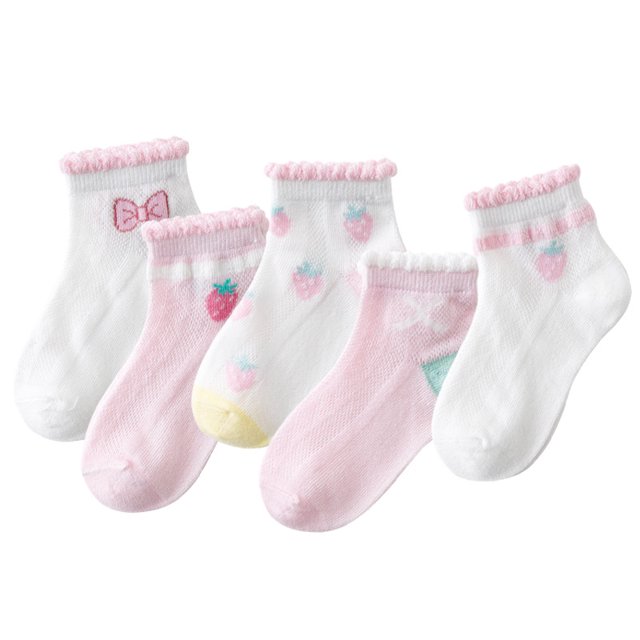 5 Pairs Of Cartoon Baby Socks Breathable Socks Children Cotton Socks For Summer