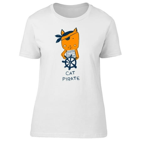Funny Cat Images - Cat Pirate Funny Doodle Tee Women's -Image by Shutterstock