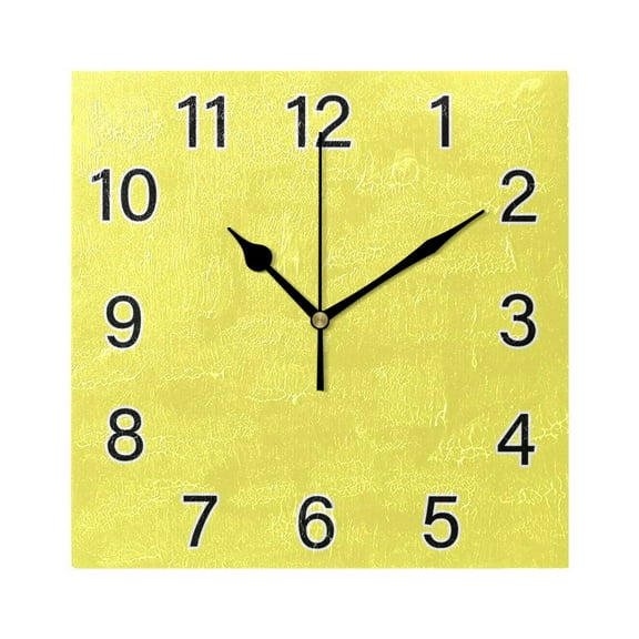 Ryvnso Yellow Wall Clock Square Silent Non-Ticking Battery Operated 7.78"