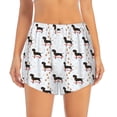 thumbnail image 3 of Honeii's Dachshund Dog print a double-layered women's running short, ideal for gym, tennis, and various activities, complete with a practical pocket, 3 of 5
