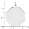 thumbnail image 2 of White Sterling Silver Charm Pendant 33 mm 28 Rh-Plt Engraveable Octagon Polished Front Satin Back Disc, 2 of 2