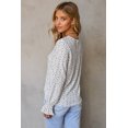 thumbnail image 3 of Women's Black Floral Printed Crinkled Ruffled Bubble Sleeve Blouse, 3 of 5