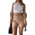 thumbnail image 2 of Michellecmm  Women Summer Clothes Pleated Long Sleeve Shirt and High Waist Shorts, 2 of 6