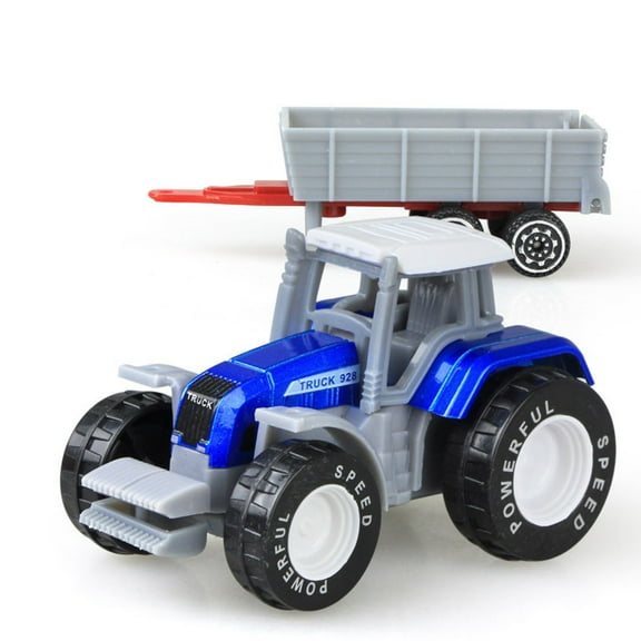 Blue Farmers Tractor Toy Friction Powered Early Educational Toy Collectible Farm Toy Small Construction Vehicle For Children Gift Lumber Truck