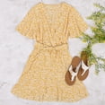 thumbnail image 4 of V-neck Wrap-Tie Floral Irregular Lace Short Dress, 4 of 4