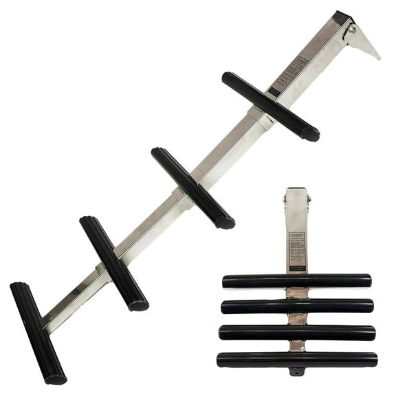 Marine City 4-Step Telescoping Swim Ladder, Stainless Steel, Flip-Up, Anti-Slip, 44" Length, 13.5" Width