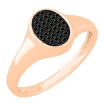 Dazzlingrock Collection Round Black Diamond Micropave Oval Shape Engagement Ring for Women (0.12 ctw, Color Black, Clarity Opaque) in 18K Rose Gold, Size 5.5