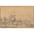 thumbnail image 2 of Nicolaes Pietersz. Berchem 14x11 Gold Ornate Wood Frame and Double Matted Museum Art Print Titled - Herdsmen in an Italian&nbsp;Landscape (1654), 2 of 4