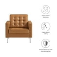 thumbnail image 6 of Modway Loft Tufted Vegan Leather Upholstered Living Room Armchair in Silver Tan, 6 of 8