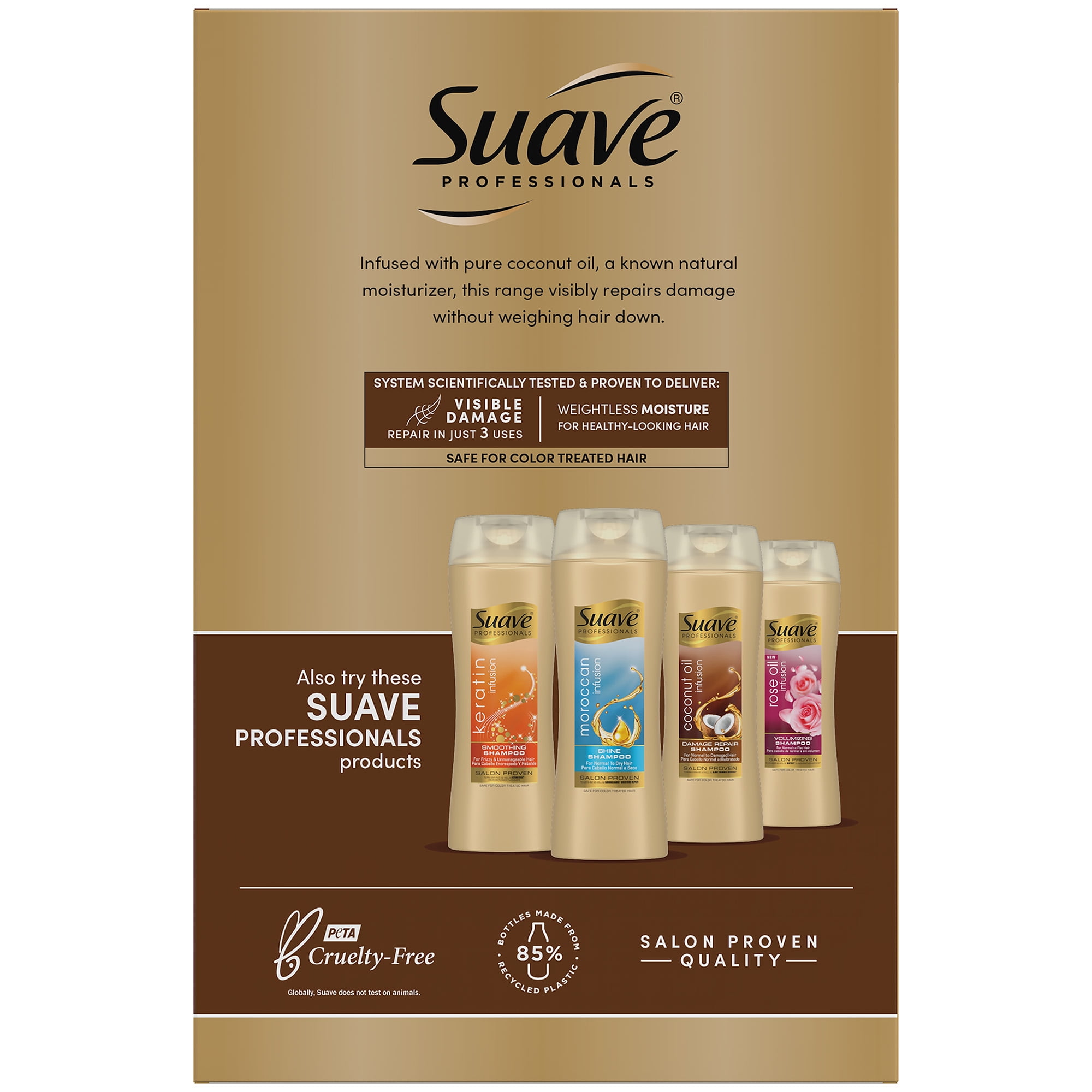 Suave Professionals Moisturizing Repairing Daily Shampoo & Conditioner with Coconut Oil, Full Size Set, 2 Pack
