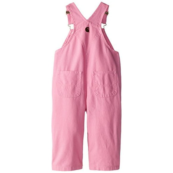 carhartt Little girls Washed Microsanded canvas Bib Overall Toddler, Pink, 3T