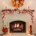 thumbnail image 5 of AYktou Fall Garland, Artificial Maple Leaf Berries Garland Simulated Plants Hanging Rattan for Table Arrangement Porch Staircase Fireplace Decoration, 5 of 6