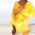 thumbnail image 2 of Birdeem Femmes Décontracté Manches Longues Col en V Hauts Blouse Ample T-Shirts Imprimés Blouse, 2 of 5