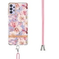 thumbnail image 3 of Flower Pattern Case for Samsung Galaxy A23 5G, Detachable Shoulder Strap Lanyard Crossbody Slim Lightweight Floral Cover with Soft Silicone Shockproof Drop Resistant Case,Pink Flower, 3 of 7