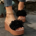 thumbnail image 5 of Women's Floral Wedge Slide Sandals Thick Platform Heel Casual Summer Beach Mules for Women Comfortable Slip On Shoes with 3D Flower Decor, 5 of 10