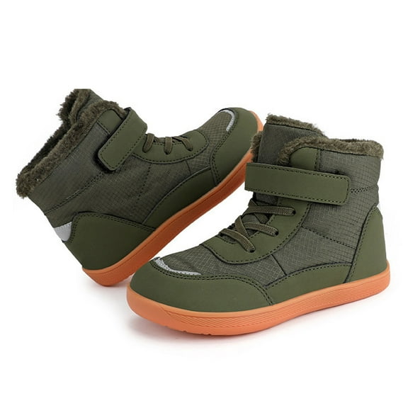 CYRBOKO Girls Snow Boots, Fleece Thermal Athletic Casual Skiing Shoes Army Green Size 13 (Little Kids)