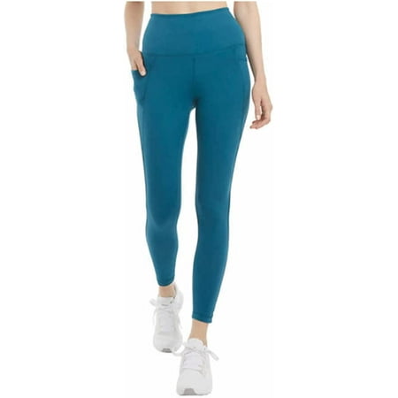 Danskin Women's Ultra High Legging Tight with Pockets (Teak Teal Blue, XX-Large)