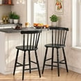 thumbnail image 3 of Dayalane Antique-Style Windsor Bar Stools Set of 2, 24" Counter Height Barstools with Spindle Back & Turned Legs, Rustic Vintage Colonial Wooden Island Chair for Kitchen Breakfast Bar Home Pub, Black, 3 of 13
