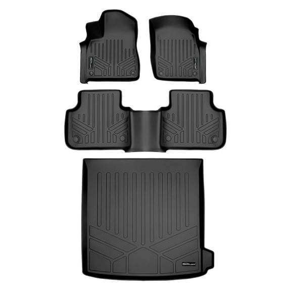 SMARTLINER All Weather Custom Fit Floor Mats 2 Rows and Cargo Liner Trunk Set Black Compatible With 2019-2022 Audi Q8/ RS Q8