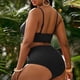 thumbnail image 4 of Traje de Baño Conservador de Tamaño Grande con Falda Dividida, Conjunto de Bikini de Puntos de Polka, Detalle de Ganchillo Y Top Acolchado para la Playa Y la Piscina, 4 of 5