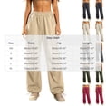 thumbnail image 3 of ZHYou No Boundarie Womens Cargo Pants Casual Drawstring Baggy Loose Fit Lightweight Flare Workout Hiking Trousers,Khaki,Size L, 3 of 6