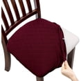 thumbnail image 1 of Juego de 4 fundas elásticas para asientos de sillas de jacquard, fundas para cojines de asiento de comedor a prueba de polvo, extraíbles y lavables (4, rojo), 1 of 5