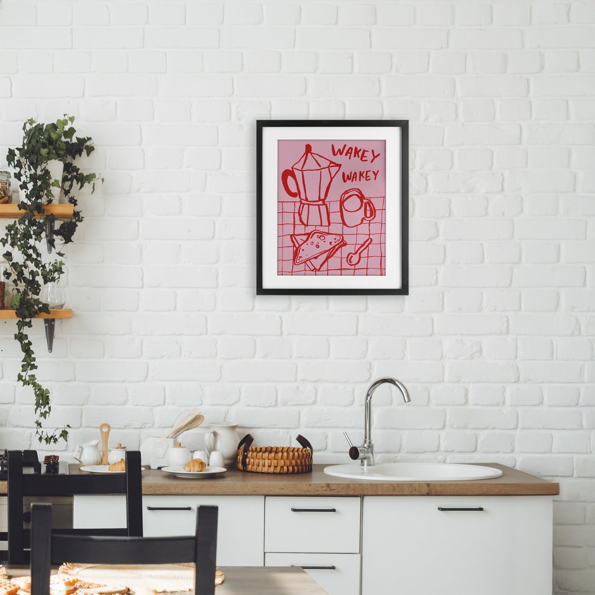 Stupell Industries Wakey Breakfast Doodles Black Framed Print Under Glass, design by Jenaya Jackson