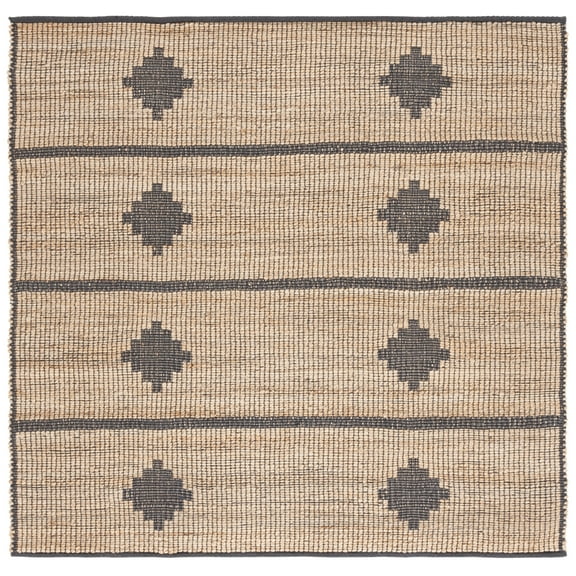SAFAVIEH Natural Fiber Kagan Geometric Area Rug, Natural/Gray, 6' x 6' Square