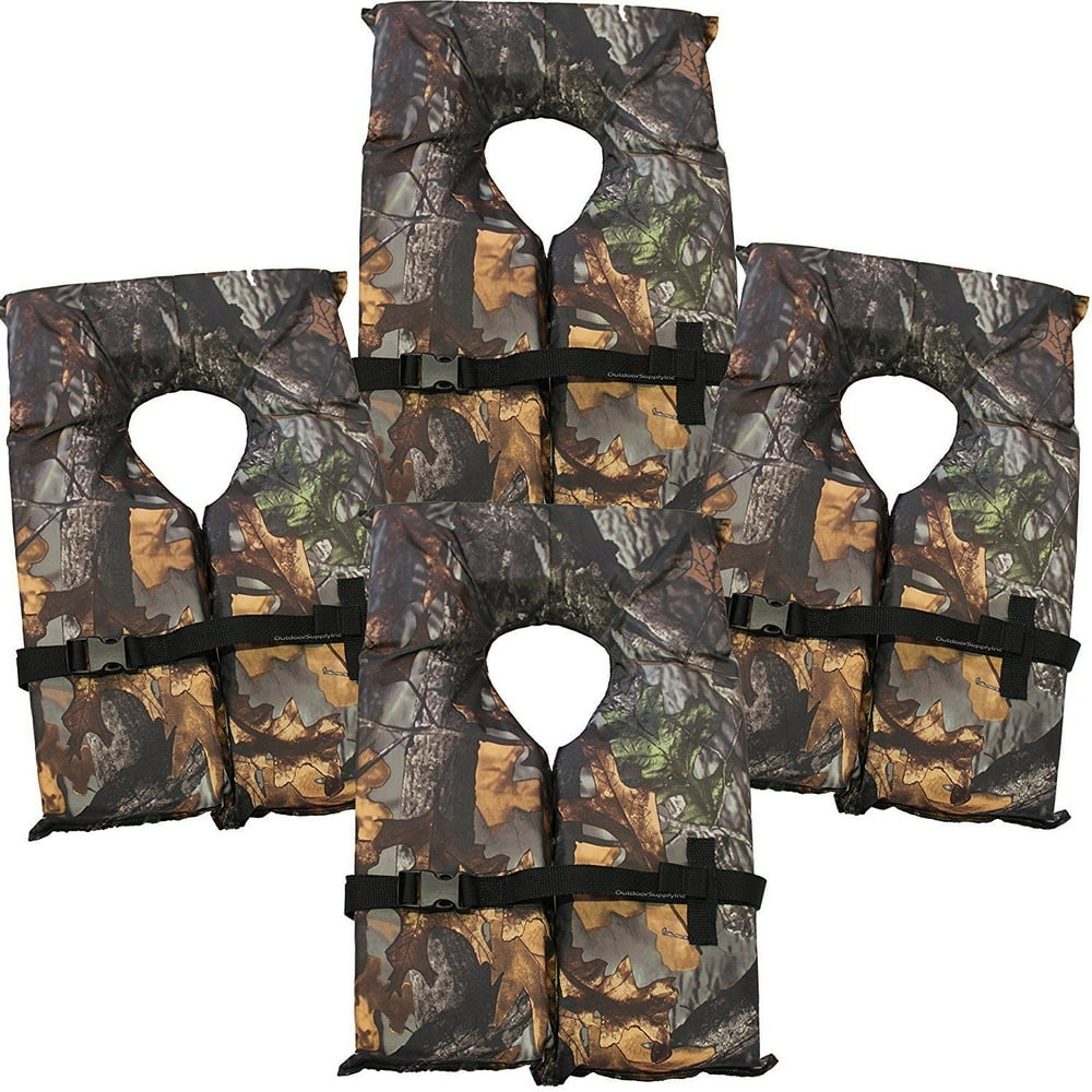 4 Pack Type II Camo Life Jacket Vest Adult Universal Boating PFD