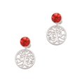 thumbnail image 2 of Delight Jewelry Silvertone Tree of Life Cutout Red Crystal Clip on Earrings, 2 of 5