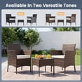 thumbnail image 6 of CONCETTA 3-Piece Patio Furniture Set, Wicker Outdoor PE Rattan Furniture with Coffee Table & Washable Cushion, Compact Bistro Conversation Seating for Balcony, Garden, Poolside, Porch - Brown, 6 of 8