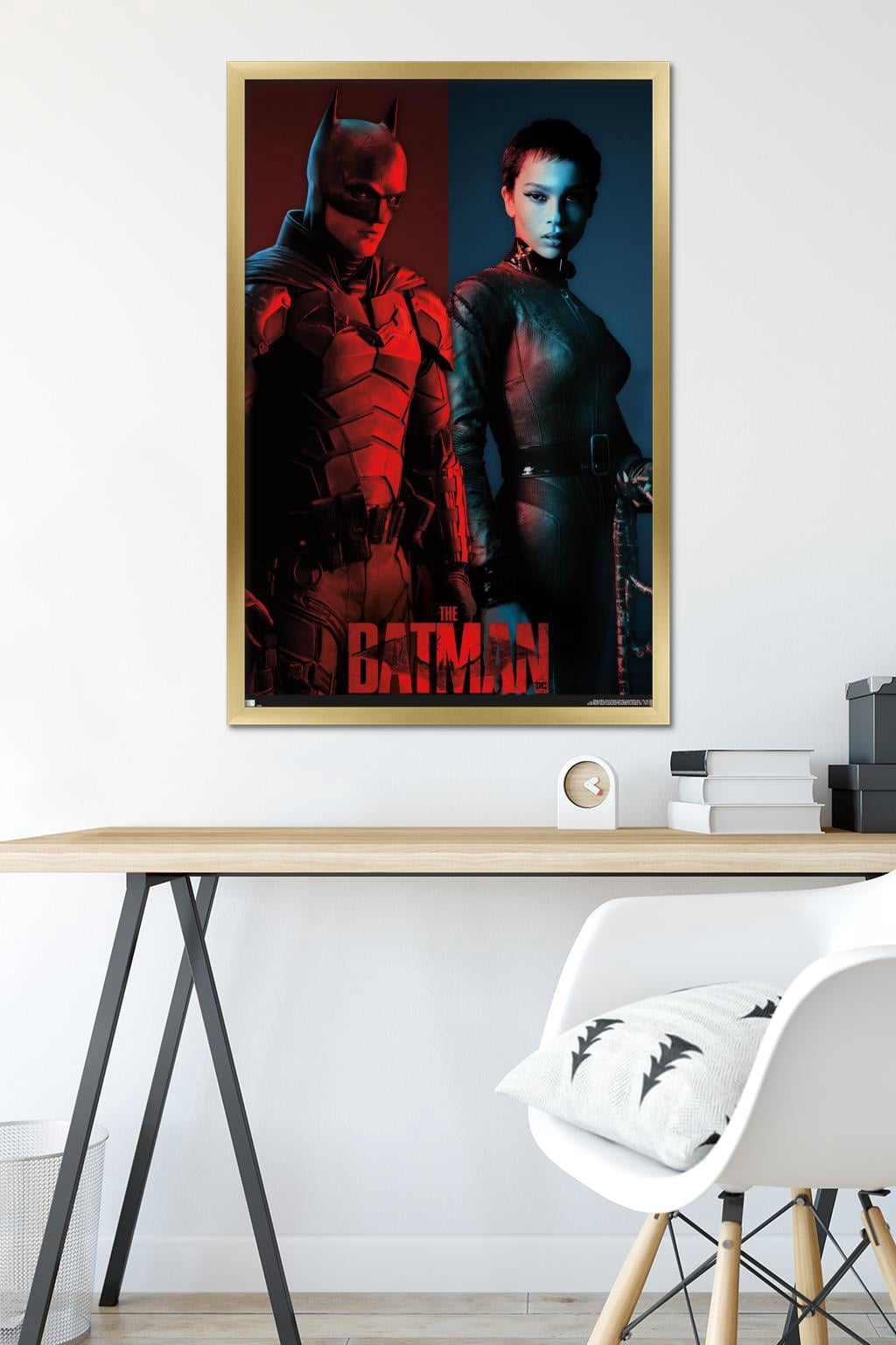 DC Comics Movie The Batman - The Bat and The Cat Wall Poster, 22.375" x 34" Framed