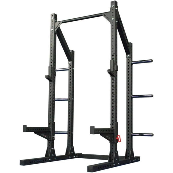 Gronk Fitness Commercial Half Rack Power Rack | Supports Up To 1000 lbs | Includes J-Hooks and Spotter Arms | Perfect for Squat, Bench, Deadlift, and More | Extended Base for Stability