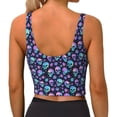 thumbnail image 3 of Lsque Blue Skull Flower Printed Women'S Sports Bra, Compression, Moisture Wicking, High-Impact Sports Bra For Women,Supportive sports bra-X-Large, 3 of 9