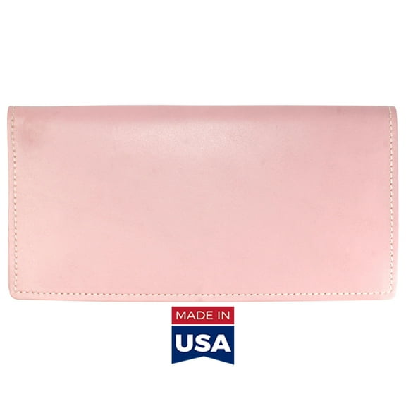 TPK Checkbook Holder – Pink, Full Grain Leather