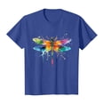 thumbnail image 4 of GEWSEY Women's Dragonfly Graphic Tees Trendy Casual Loose Summer Funny Cute Printed Short Sleeve Shirts Tops (Blue, M), 4 of 8