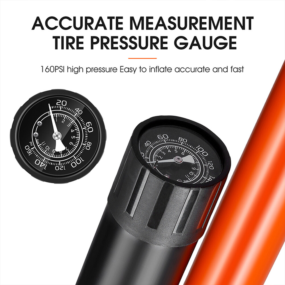 WEST BIKING 160PSI Bicycle Tire Pump Inflator Household Manual Inflator Bicycle Electric Motorcycle Tire Ball Inflator Practical Stainless Steel Inflator Pump