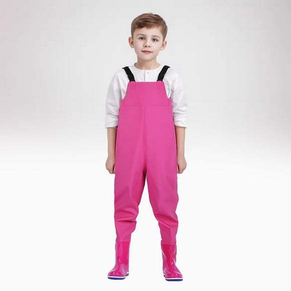 PMVFHDE Boys Romper&Jumpsuit Kids Chest Waders Youth Fishing Waders For Toddler Children Water Proof Waders With Boots Boy Clothes Pink,36